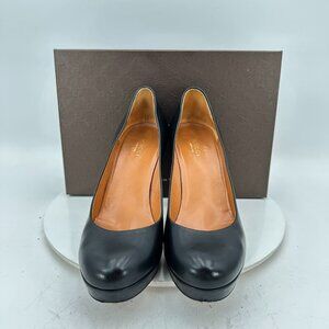 Gucci Women Size EU 38.5 US 8.5 Black Leather Platform Pump Heel Shoes